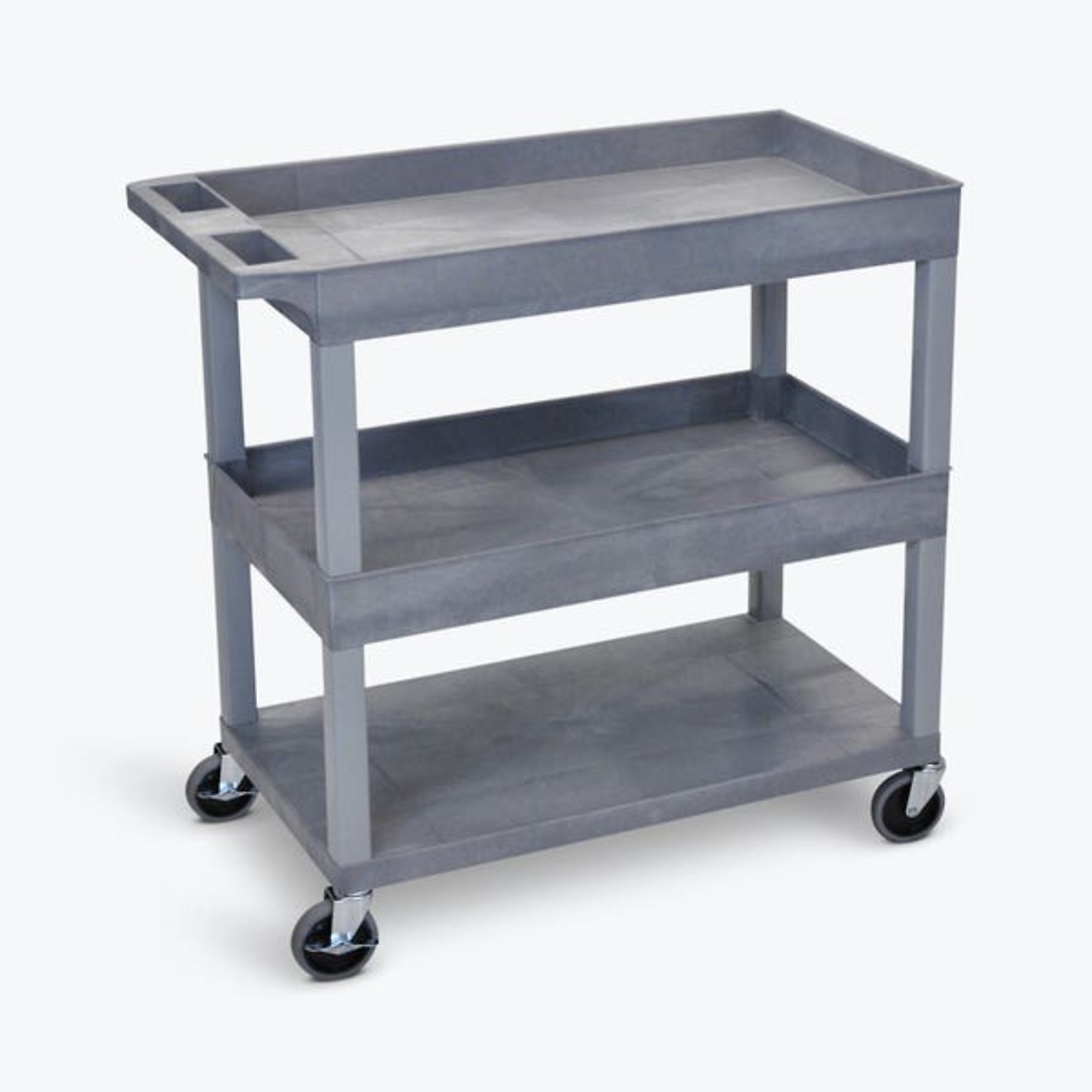 Luxor Utility Cart — 32in. x 18in., 2 Tub Shelves, 1 Flat Shelf, 300-Lb. Capacity, Model# EC112-G